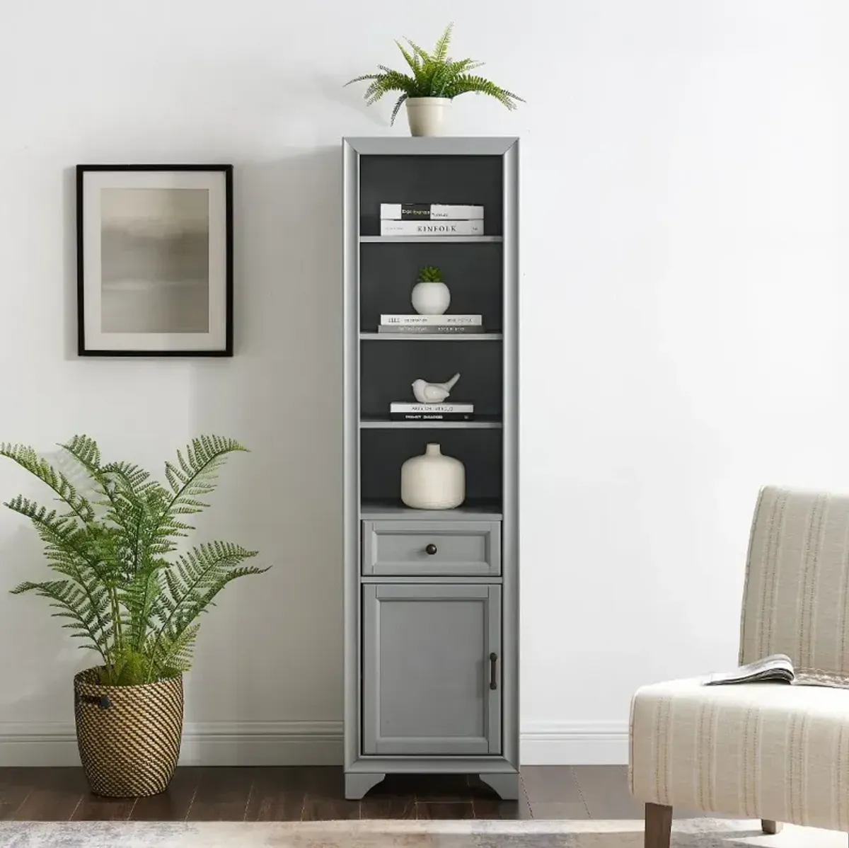 Tara Cottage Gray Linen Cabinet