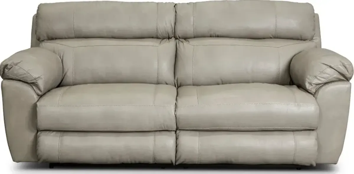 Costa Putty Beige Leather Lay-Flat Power Reclining Sofa