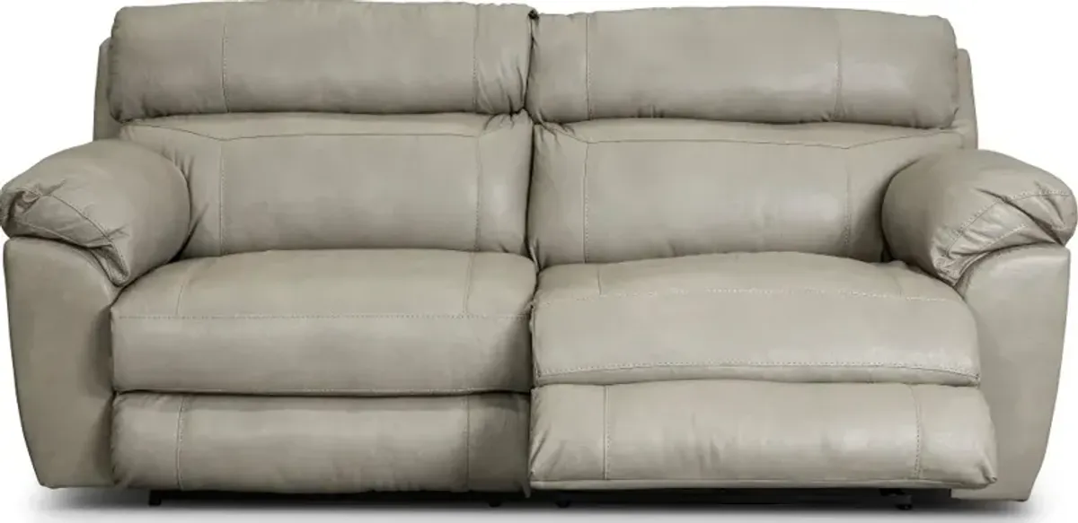 Costa Putty Beige Leather Lay-Flat Power Reclining Sofa