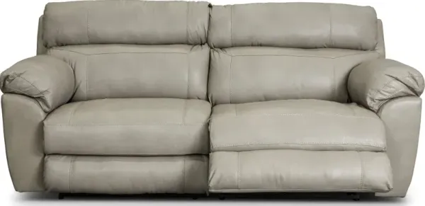 Costa Putty Beige Leather Lay-Flat Power Reclining Sofa