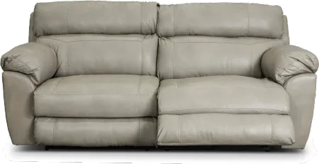 Costa Putty Beige Leather Lay-Flat Power Reclining Sofa