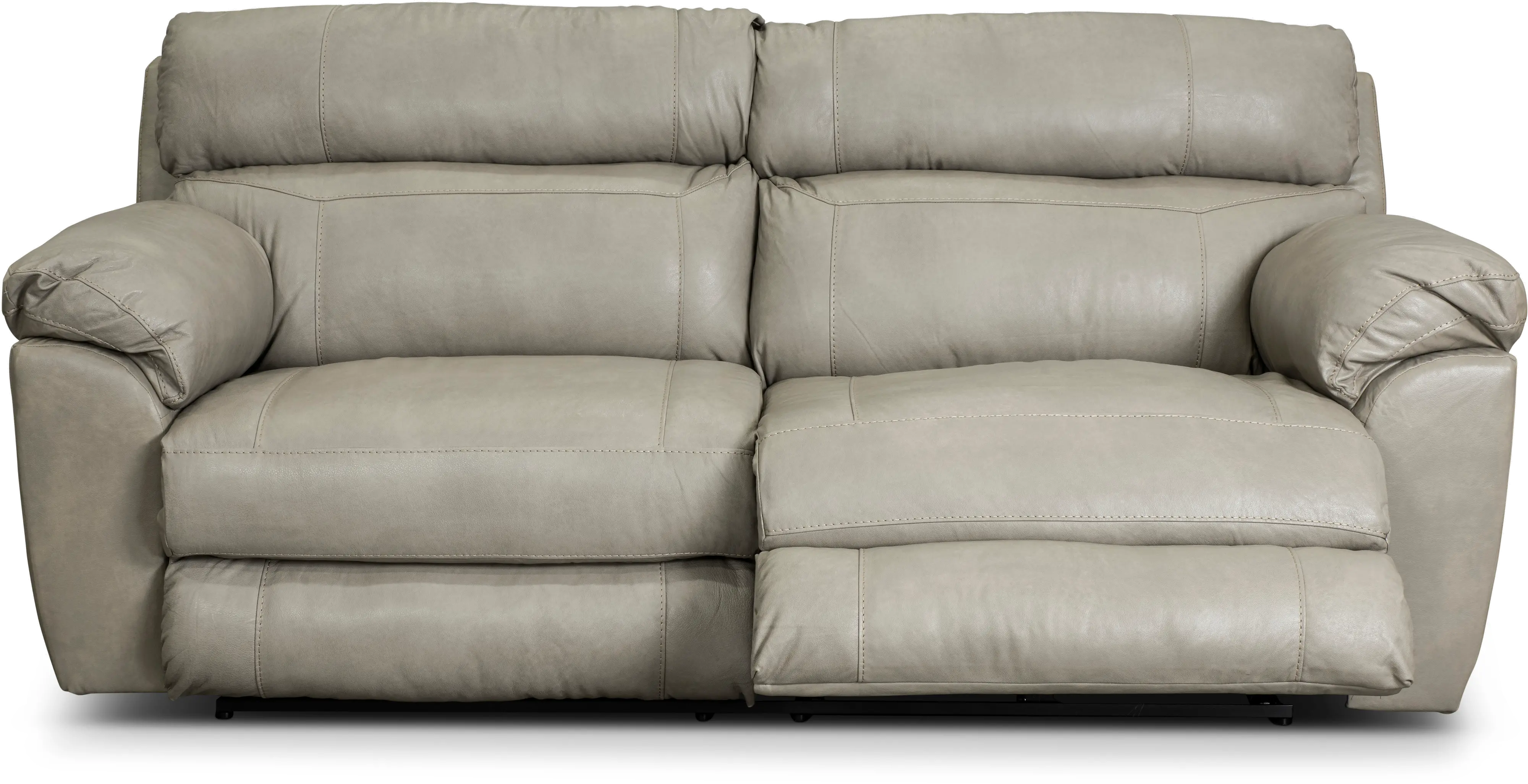 Costa Putty Beige Leather Lay-Flat Power Reclining Sofa