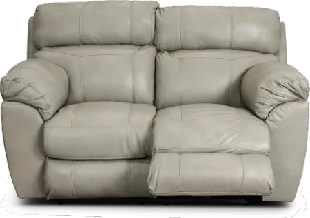 Costa Putty Beige Leather Lay-Flat Power Reclining Loveseat