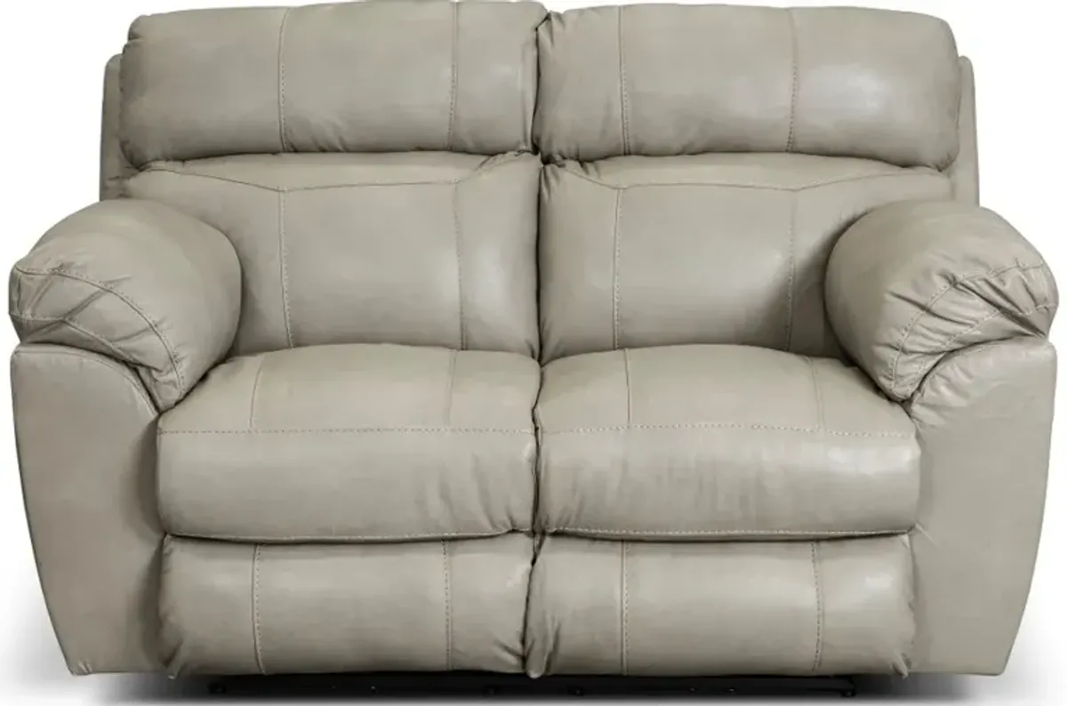 Costa Putty Beige Leather Lay-Flat Power Reclining Loveseat