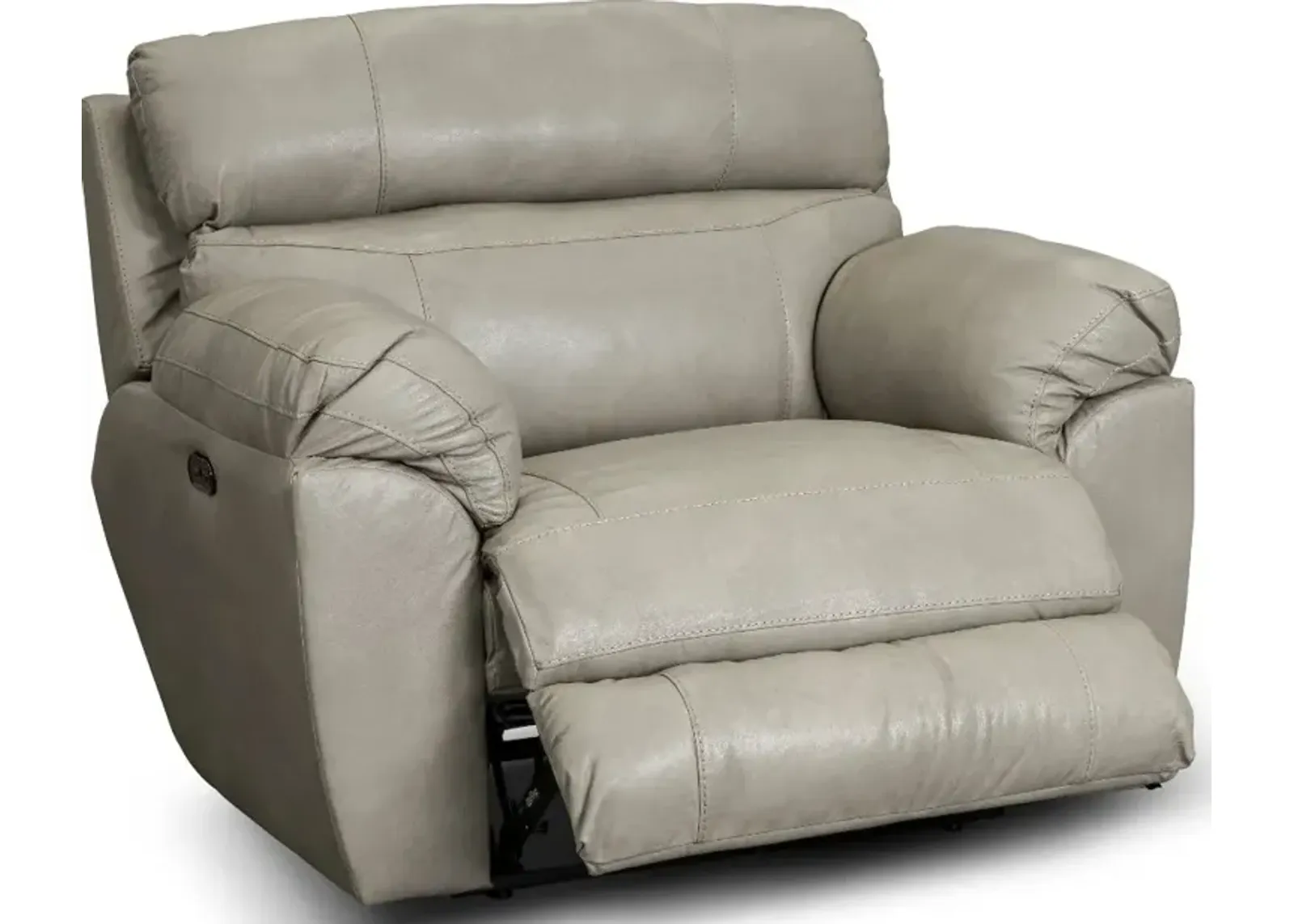 Costa Putty Beige Leather Lay-Flat Power Recliner