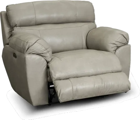 Costa Putty Beige Leather Lay-Flat Power Recliner