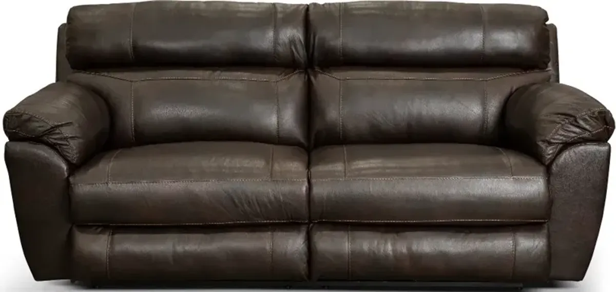 Costa Brown Leather Lay-Flat Power Reclining Sofa