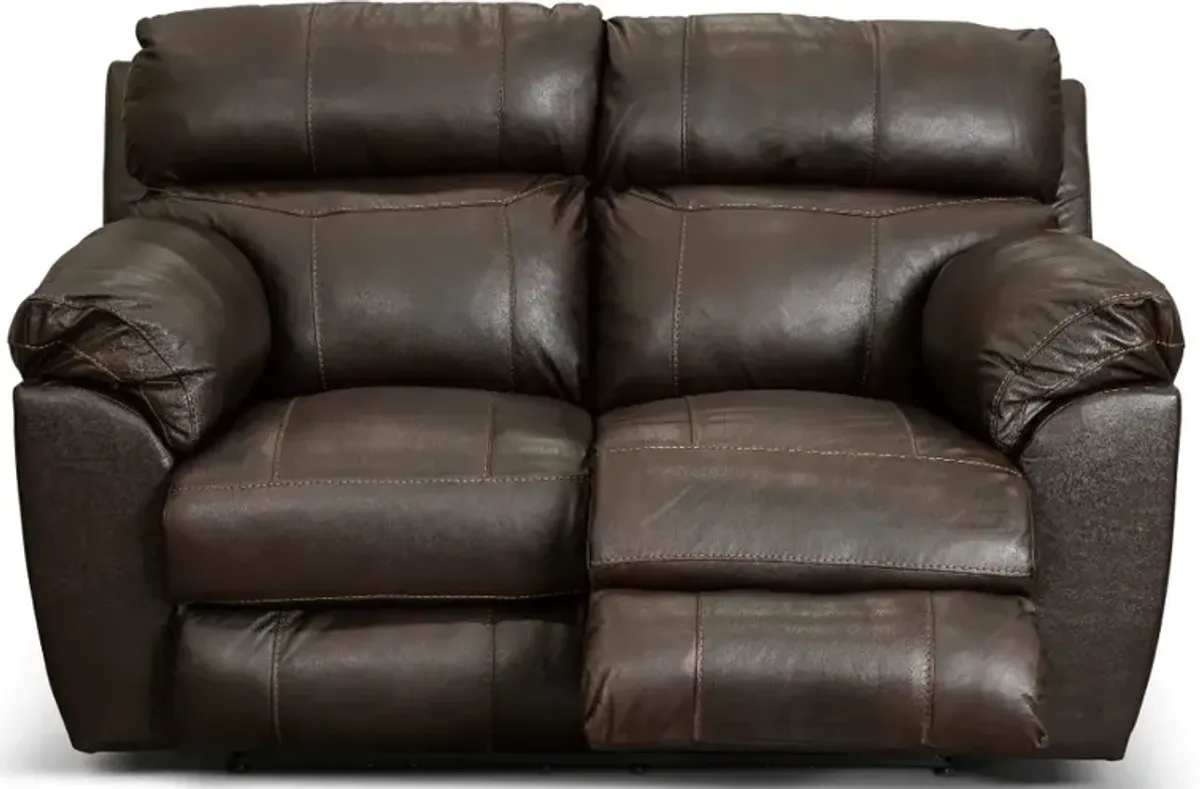 Costa Brown Leather Lay-Flat Power Reclining Loveseat