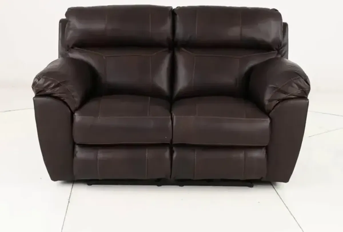 Costa Brown Leather Lay-Flat Power Reclining Loveseat