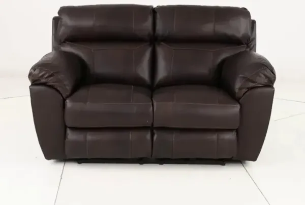 Costa Brown Leather Lay-Flat Power Reclining Loveseat