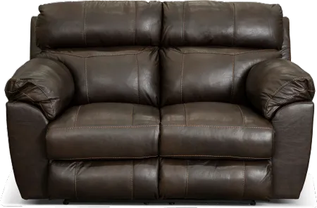 Costa Brown Leather Lay-Flat Power Reclining Loveseat