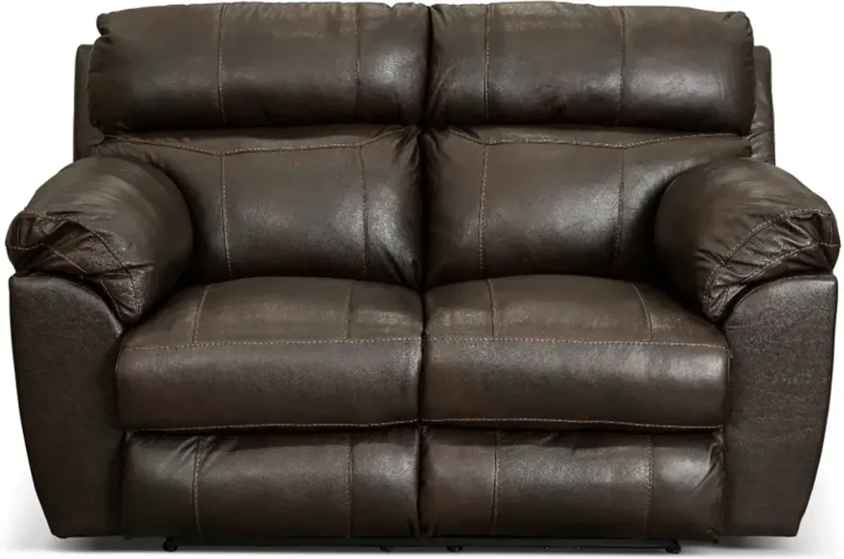 Costa Brown Leather Lay-Flat Power Reclining Loveseat