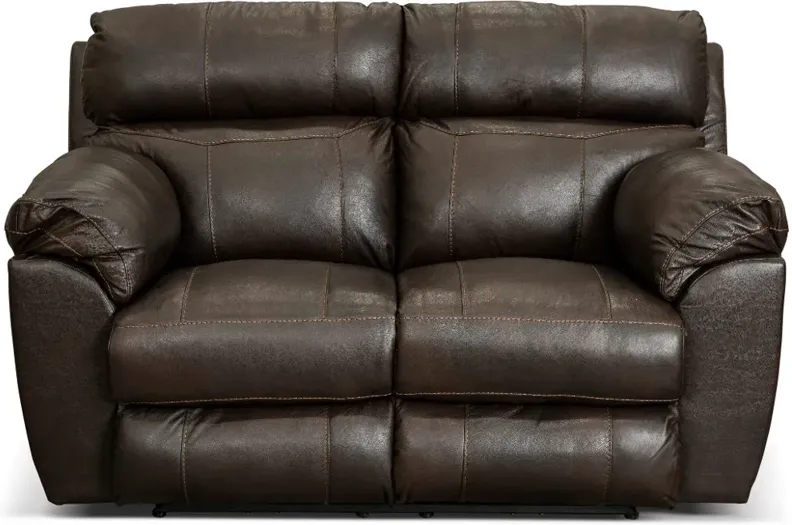 Costa Brown Leather Lay-Flat Power Reclining Loveseat