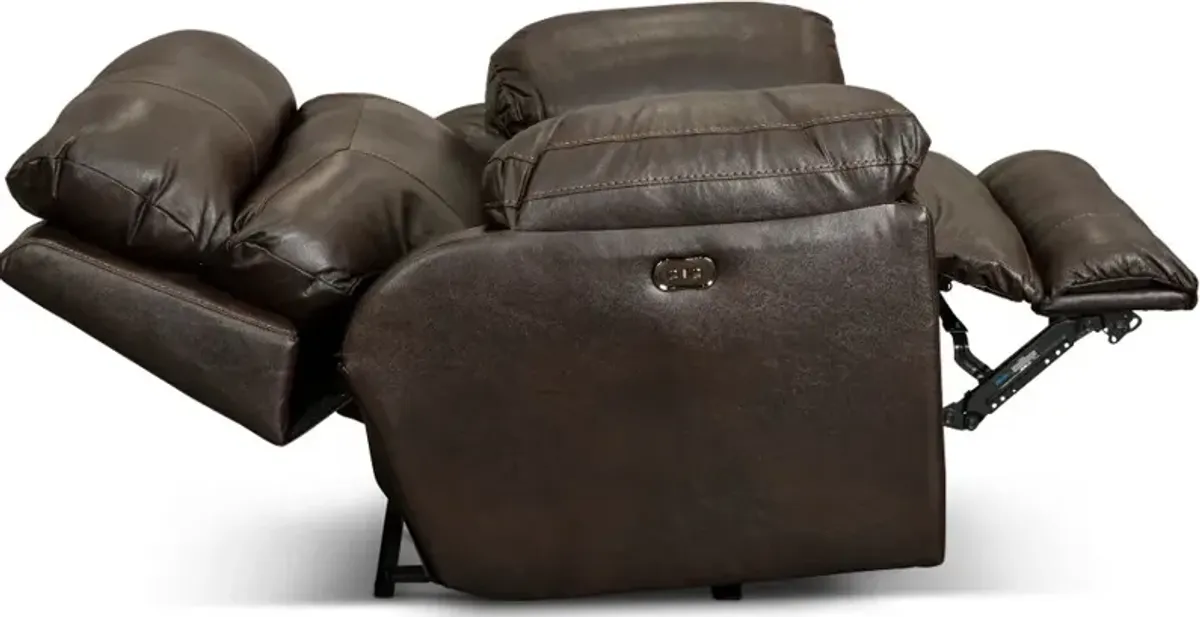 Costa Brown Leather Lay-Flat Power Recliner