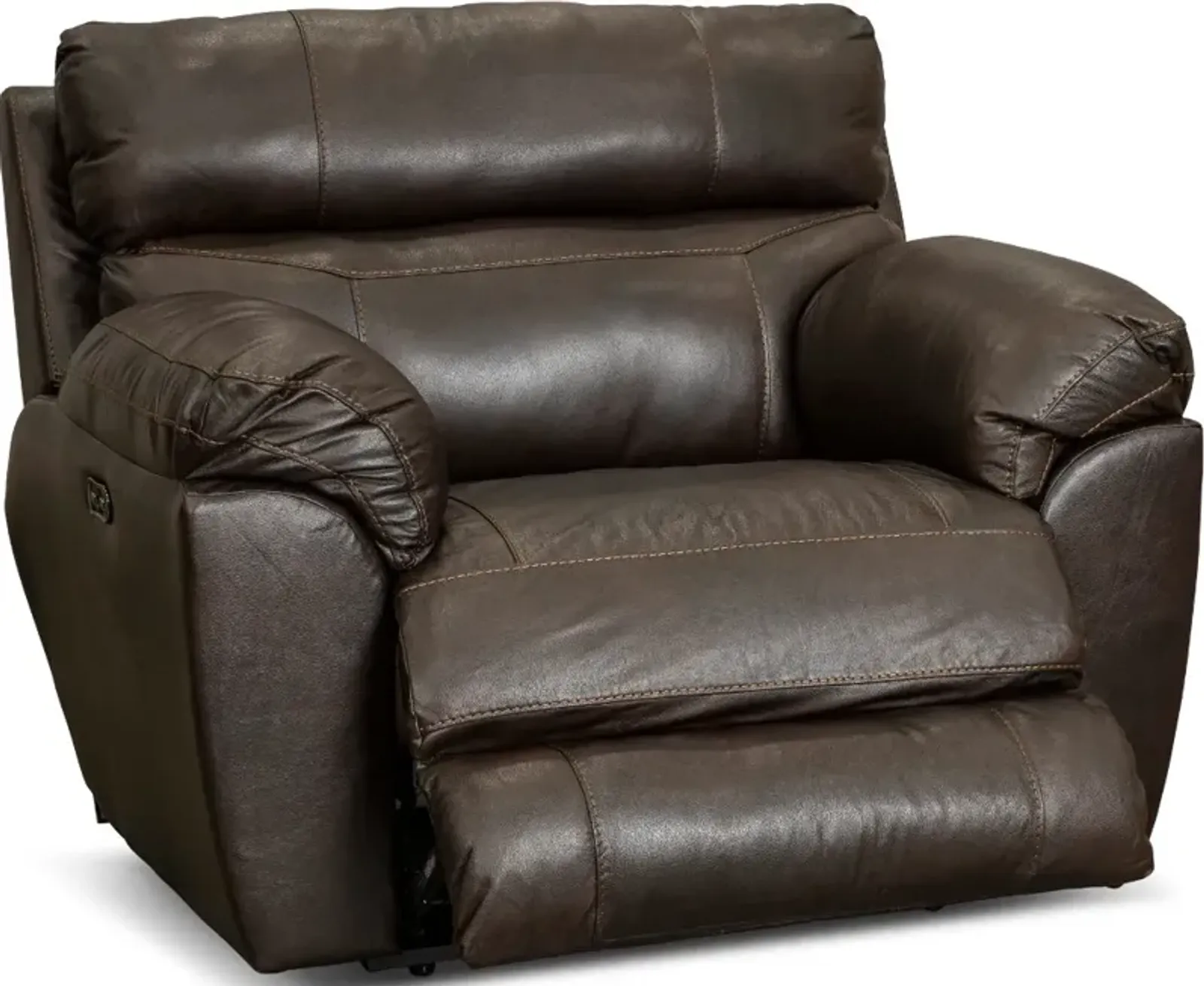 Costa Brown Leather Lay-Flat Power Recliner