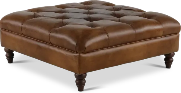 Dallas Brown Leather Cocktail Ottoman