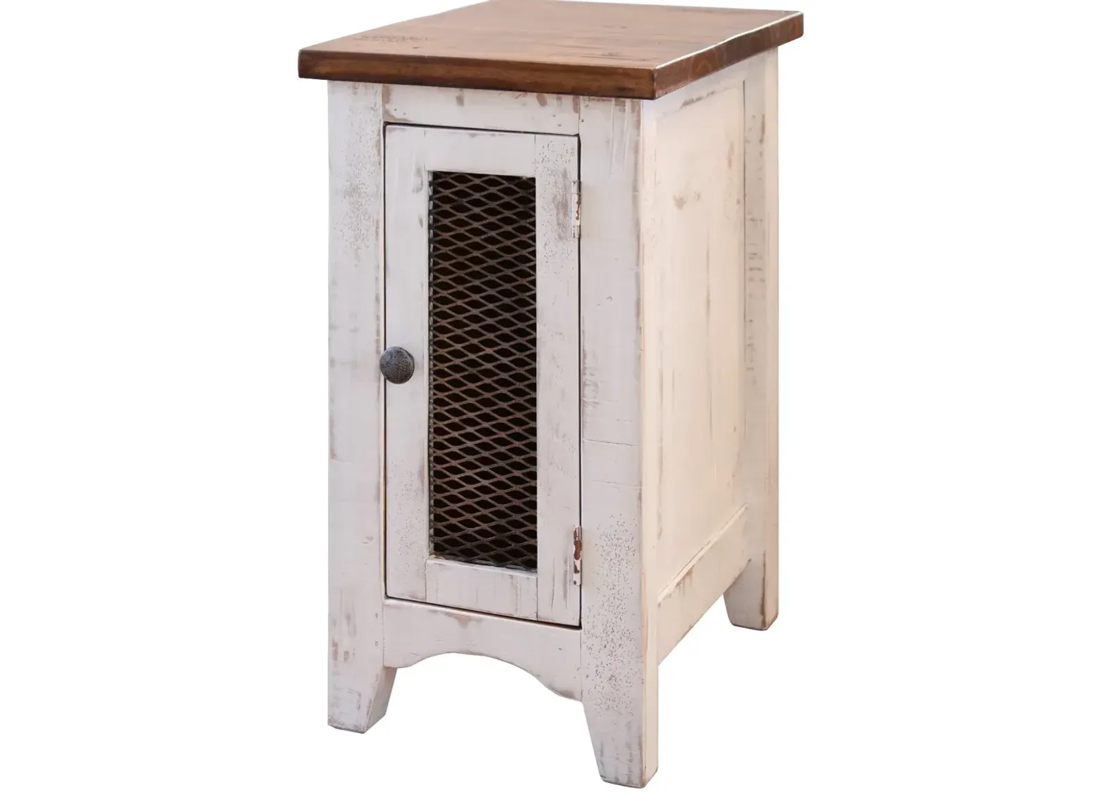 Pueblo Rustic White Side Table