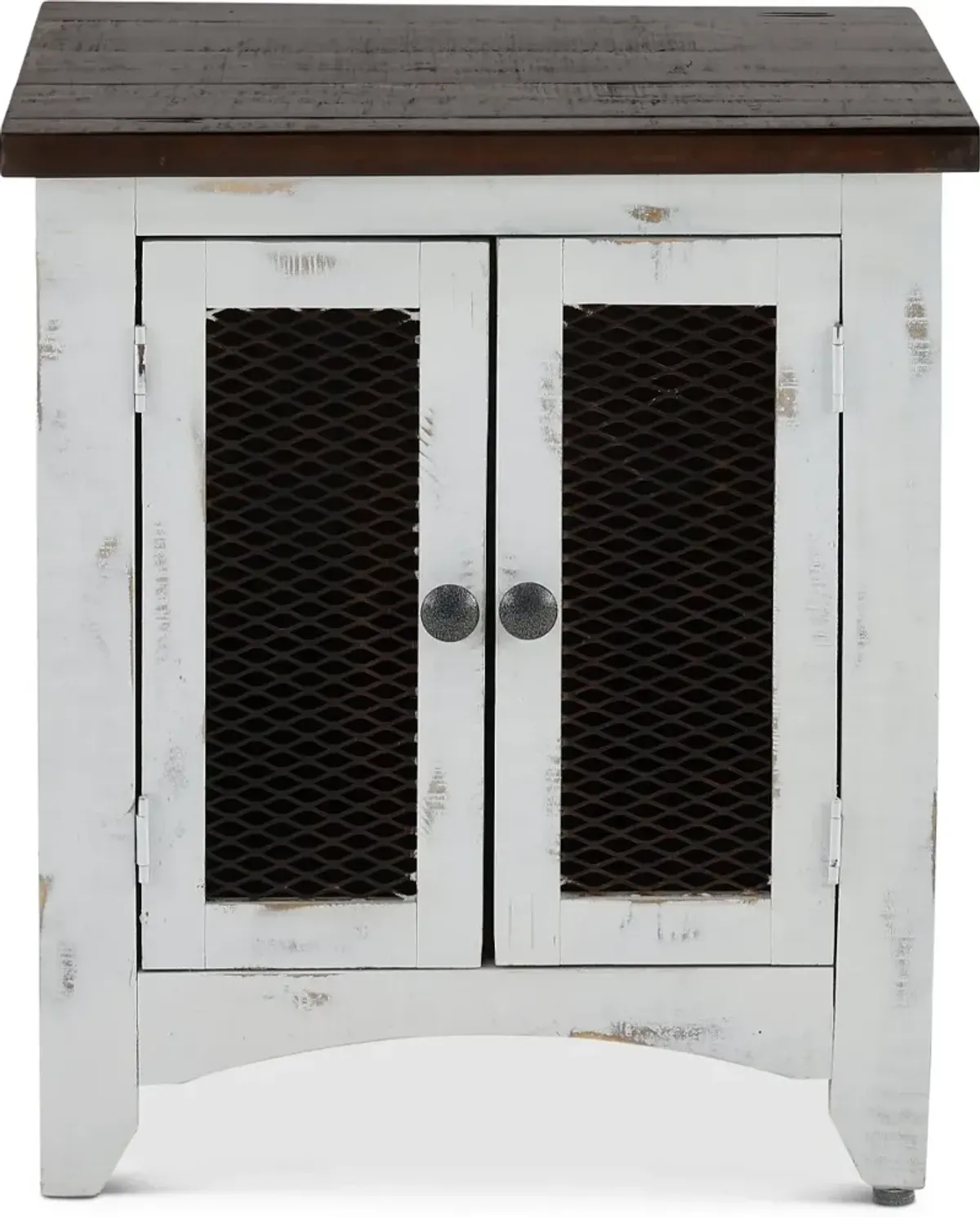 Pueblo Rustic White End Table