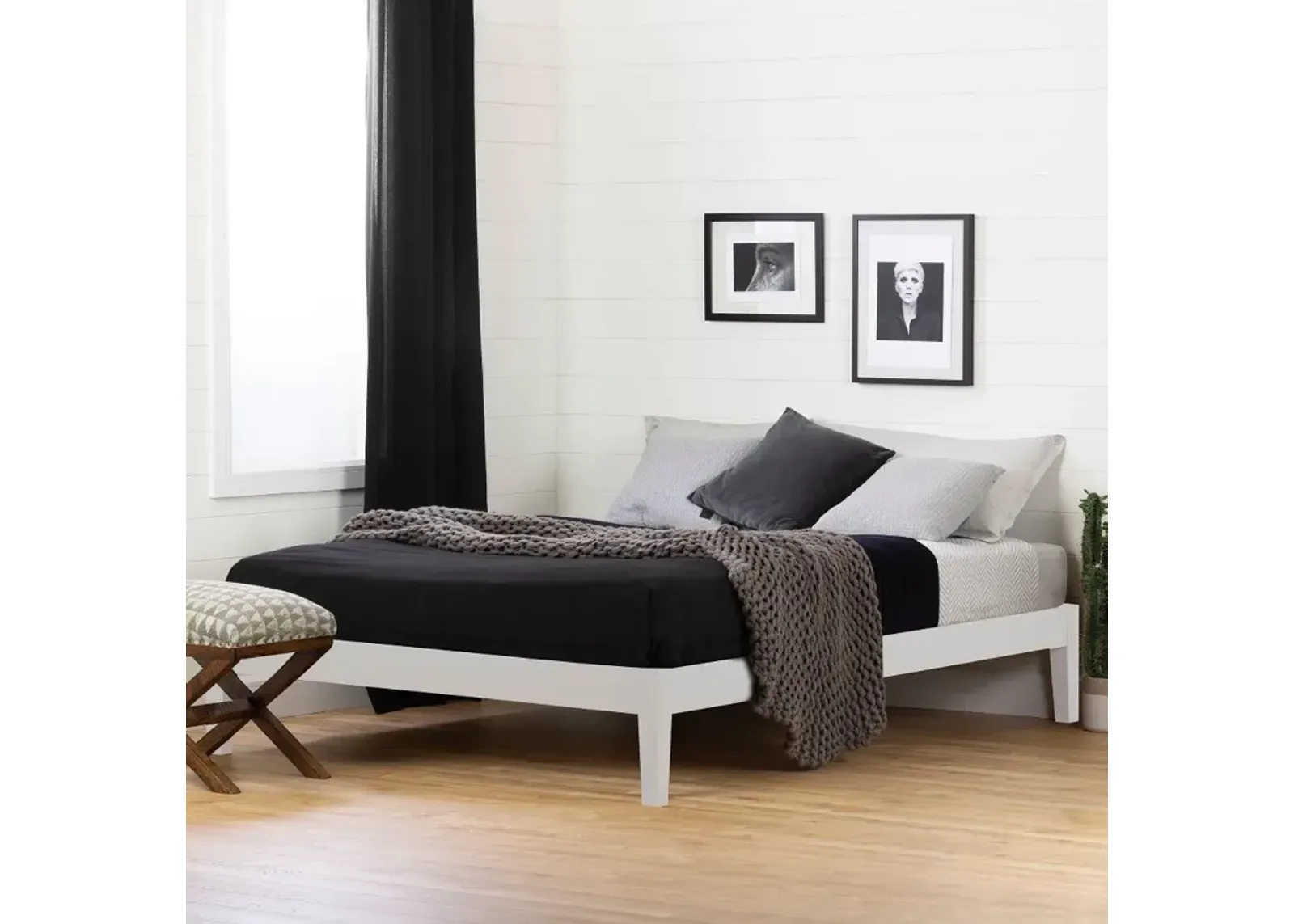 Vito Full White Platform Bed - South Shore