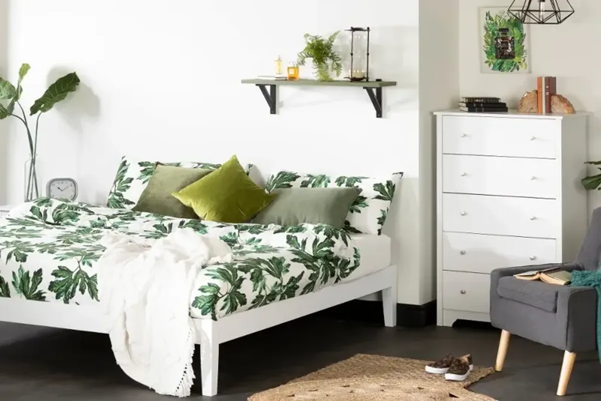 Vito King White Platform Bed- South Shore