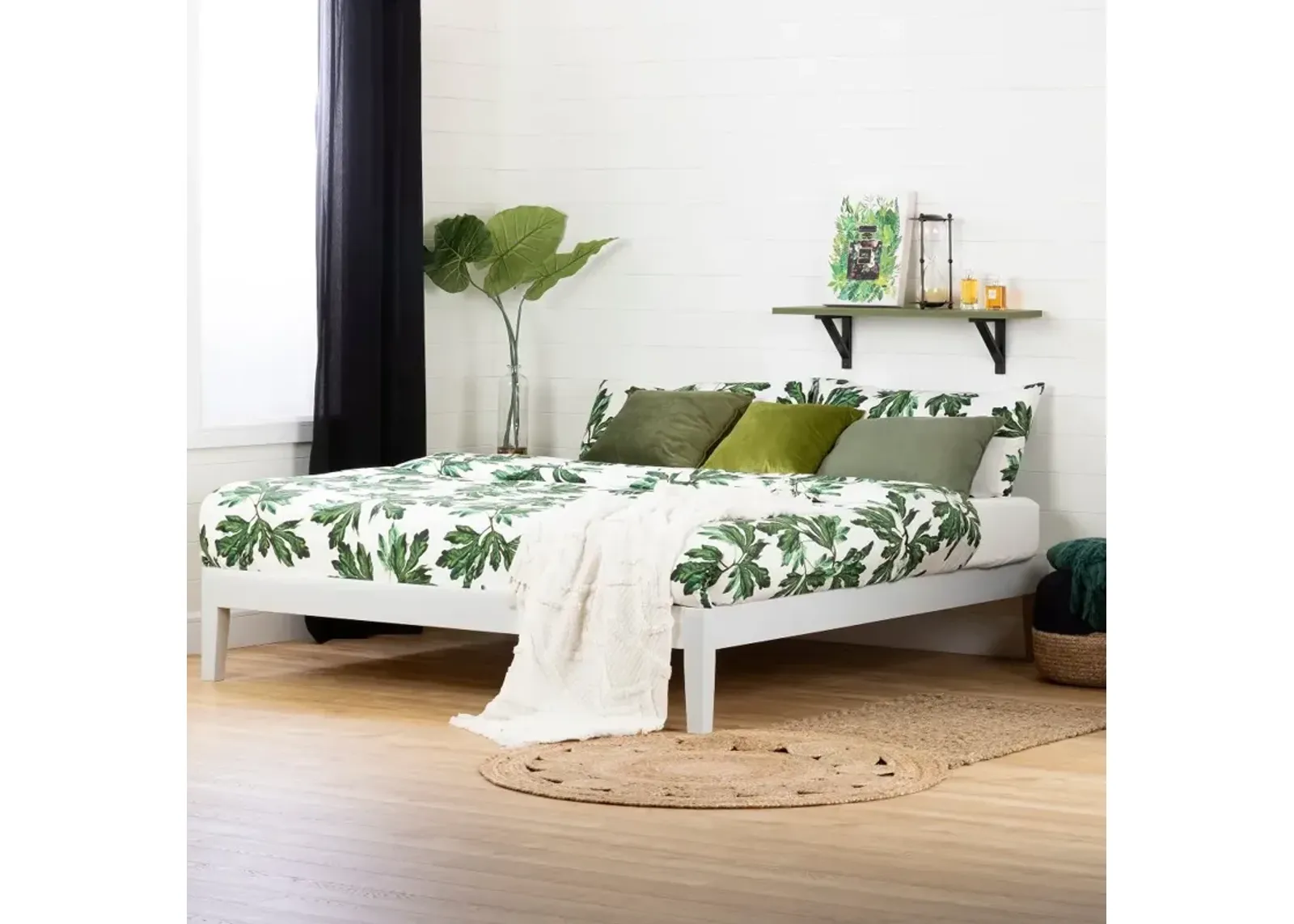 Vito King White Platform Bed- South Shore