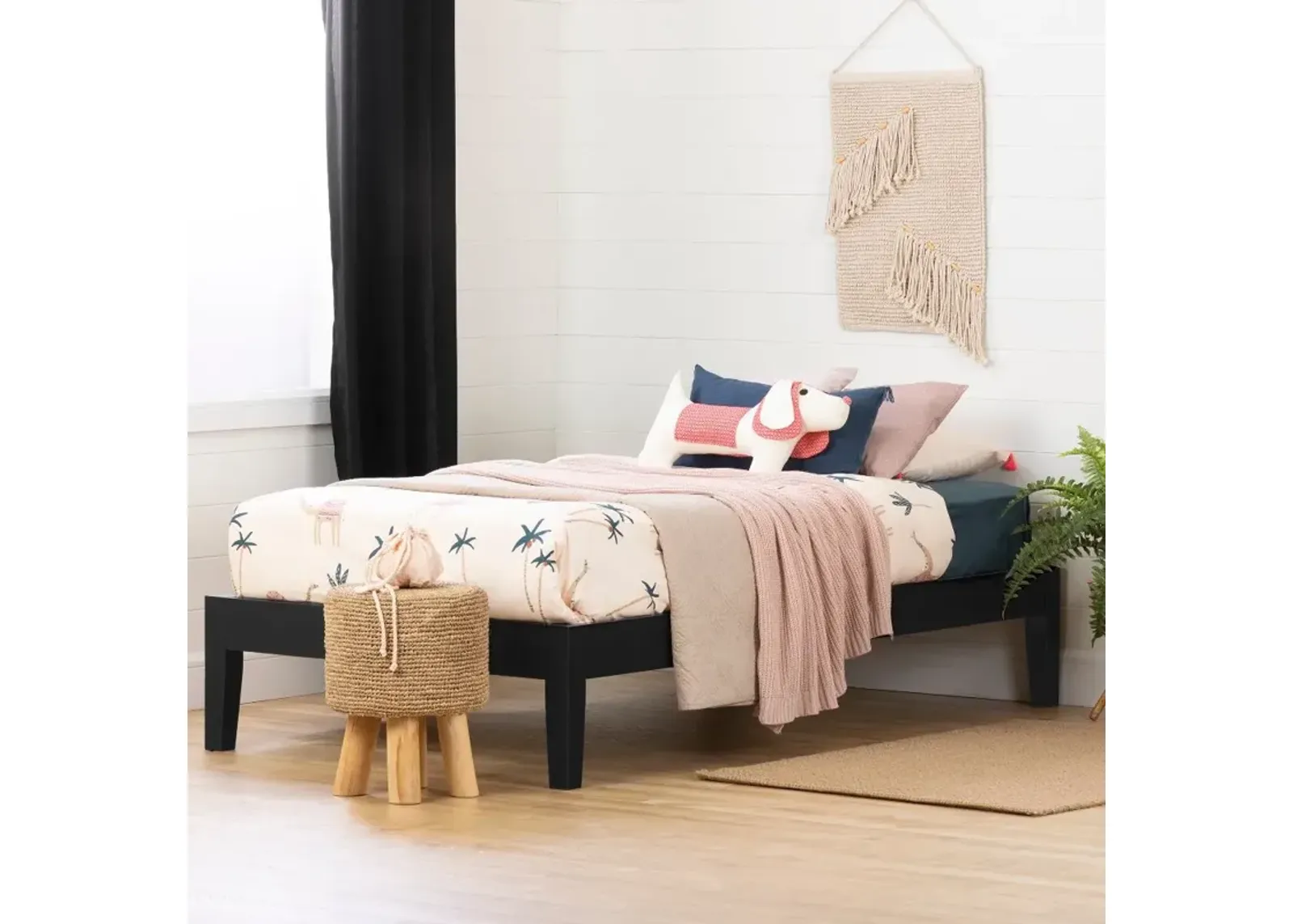 Twin Black Platform Bed- Vito