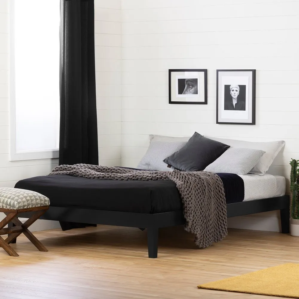 Vito Full Black Platform Bed - South Shore