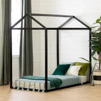 Sweedi Twin Black Wooden House Bed - South Shore