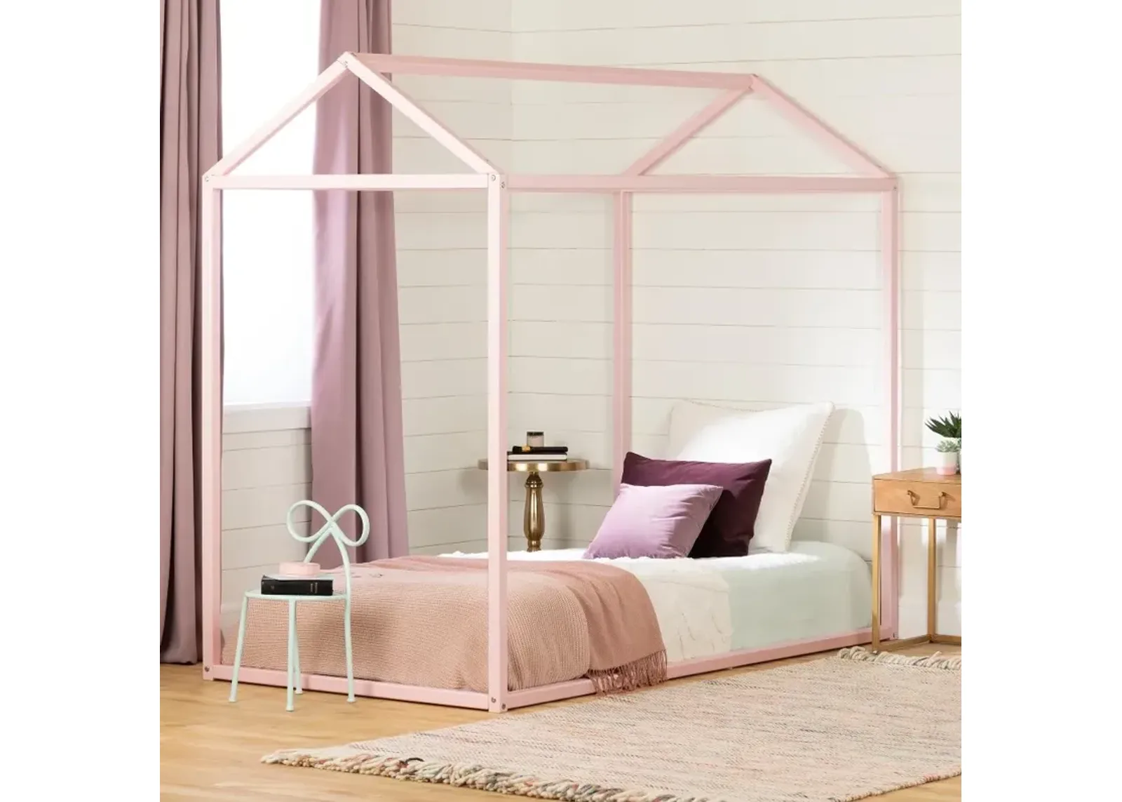 Sweedi Twin Pink Wooden House Bed - South Shore