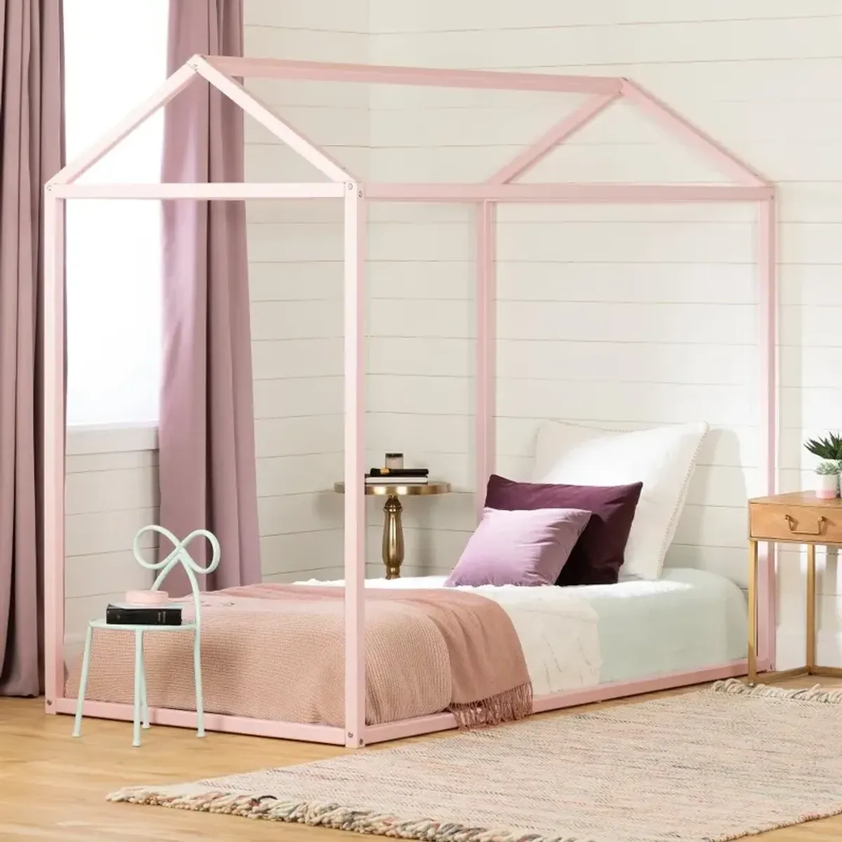 Sweedi Twin Pink Wooden House Bed - South Shore