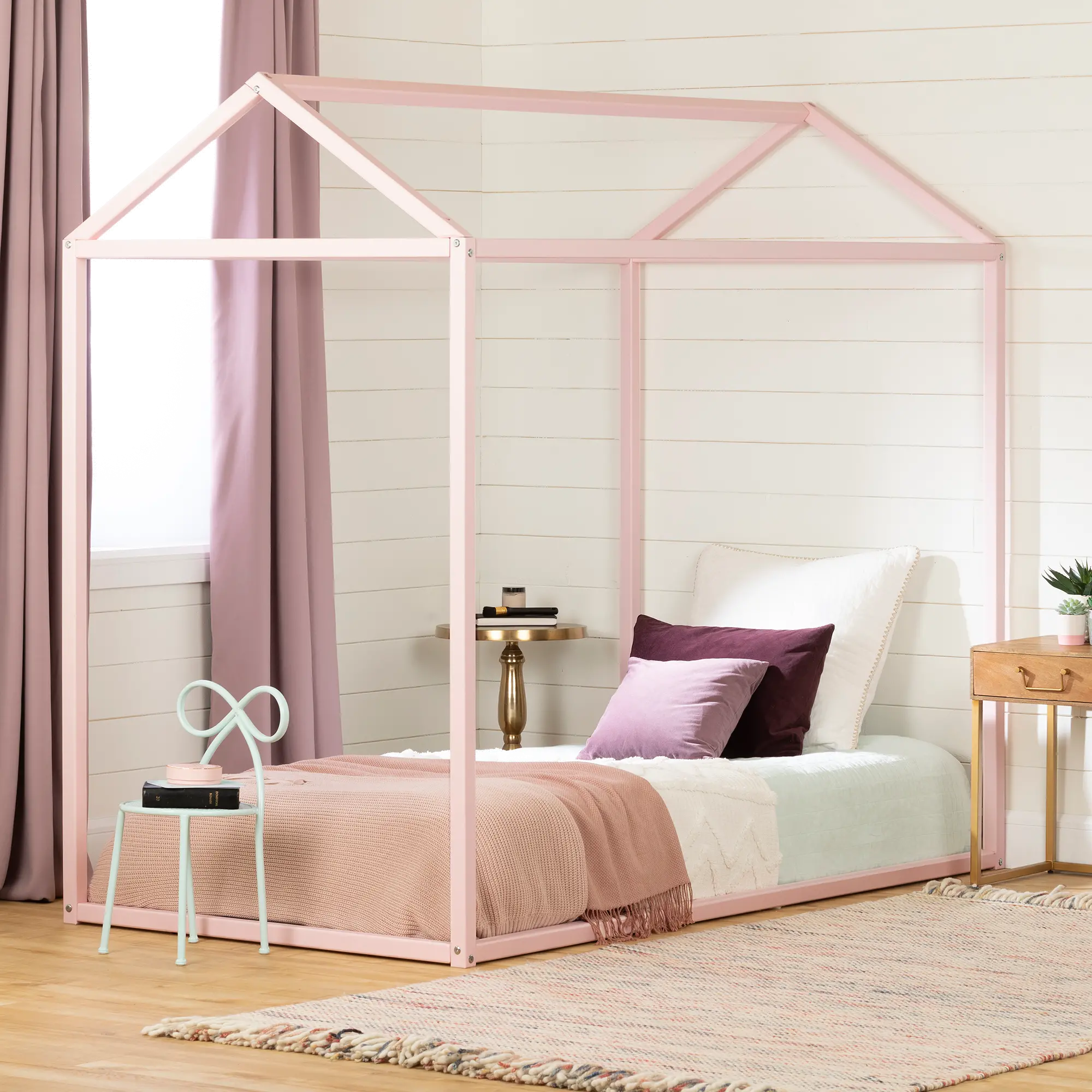 Sweedi Twin Pink Wooden House Bed - South Shore