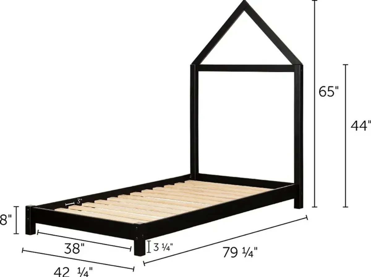 Sweedi Black Twin Bed with House Headboard - South Shore