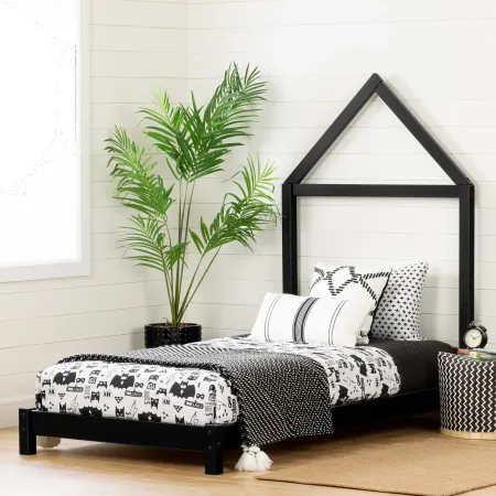 Sweedi Black Twin Bed with House Headboard - South Shore