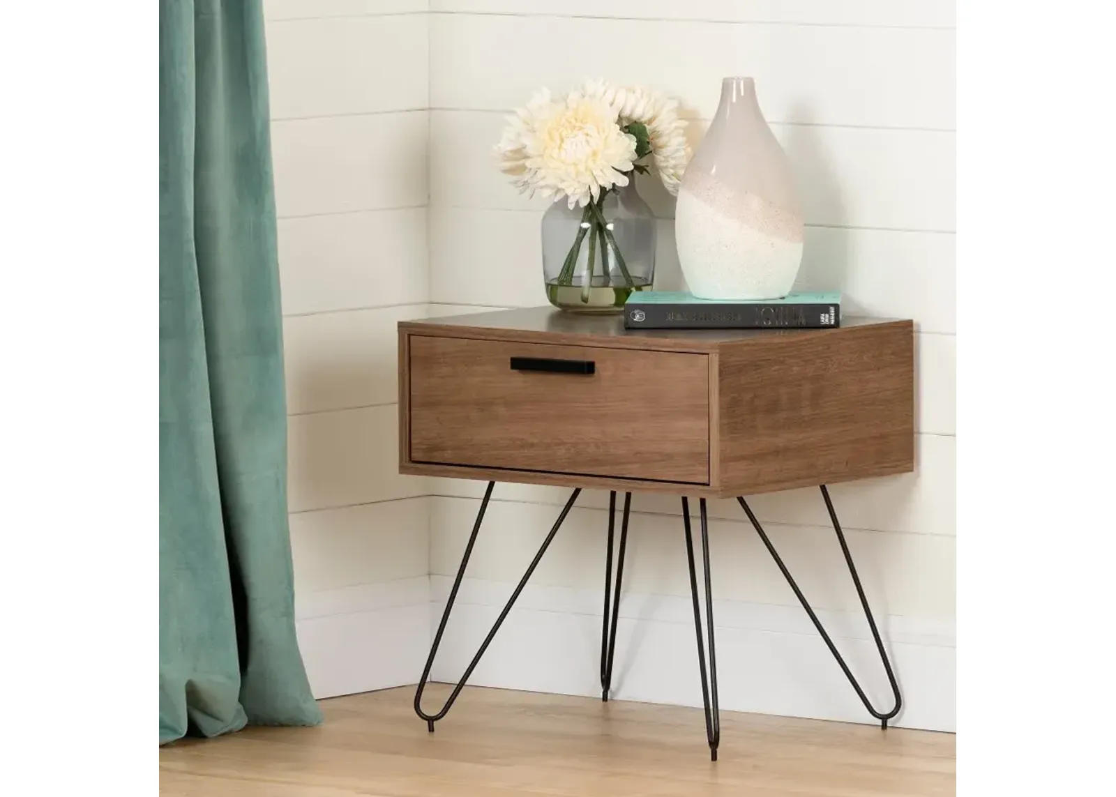 Slendel Medium Brown Wood Nightstand - South Shore