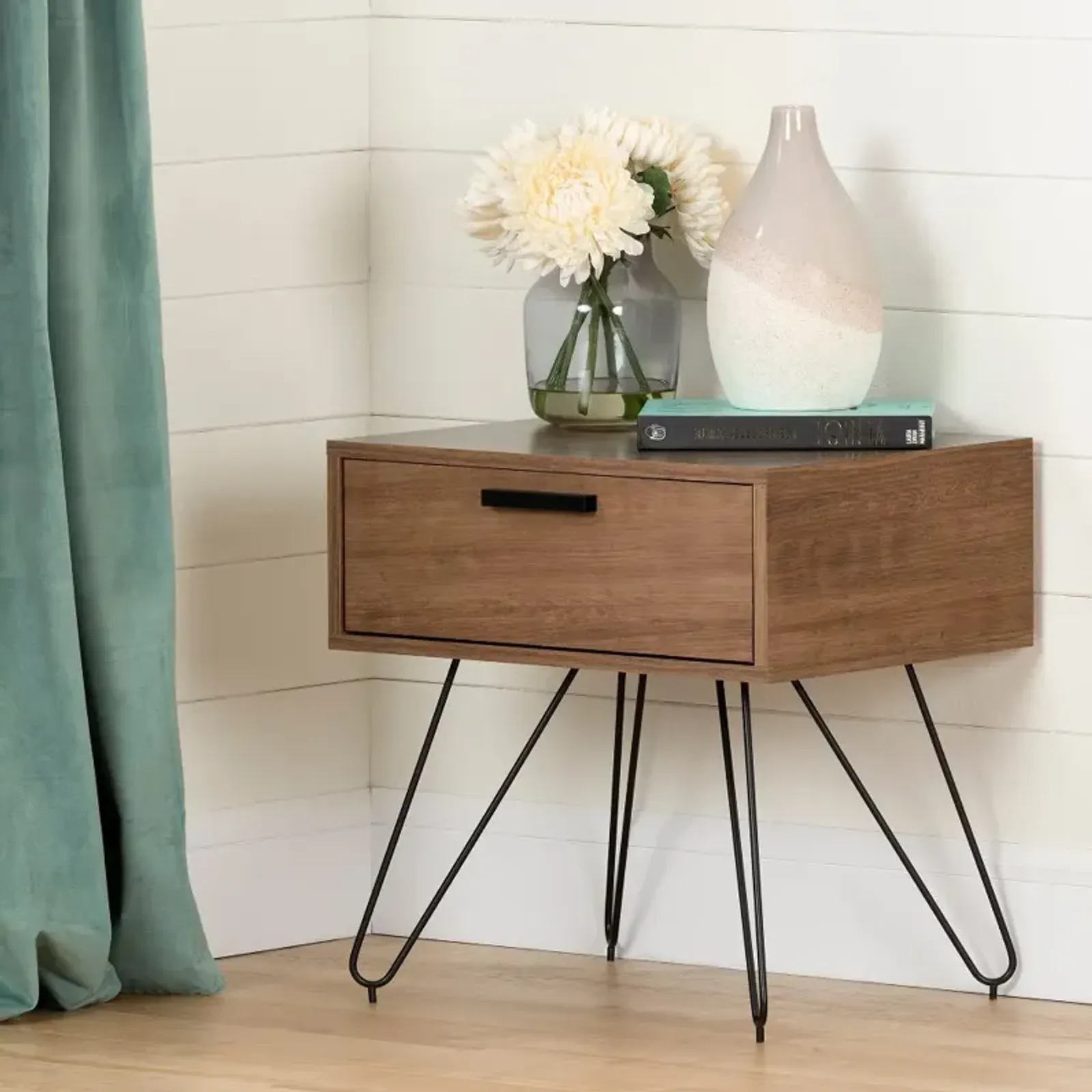 Slendel Medium Brown Wood Nightstand - South Shore