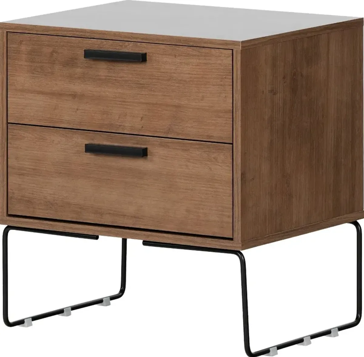 Medium Brown Wood 2 Drawer Nightstand - South Shore