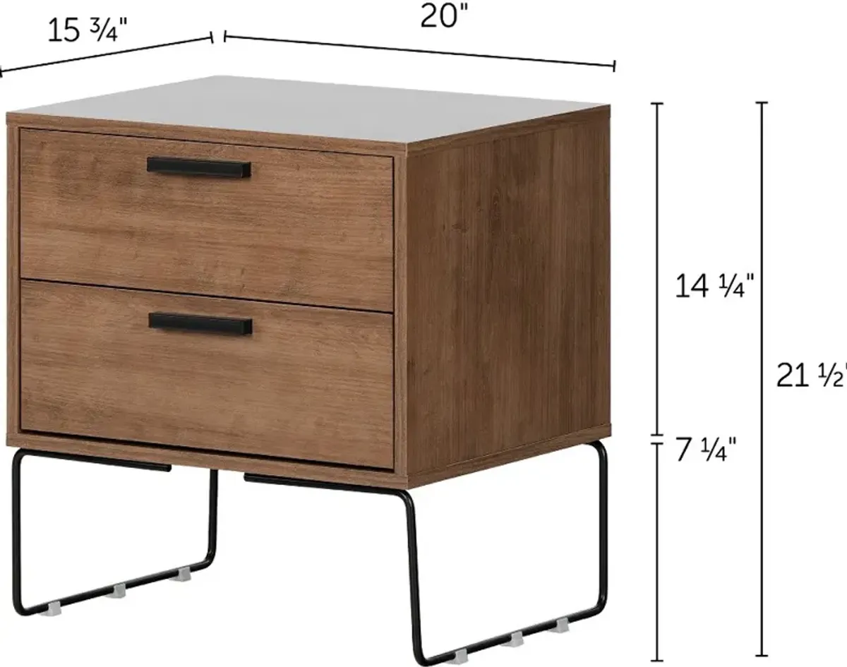 Medium Brown Wood 2 Drawer Nightstand - South Shore