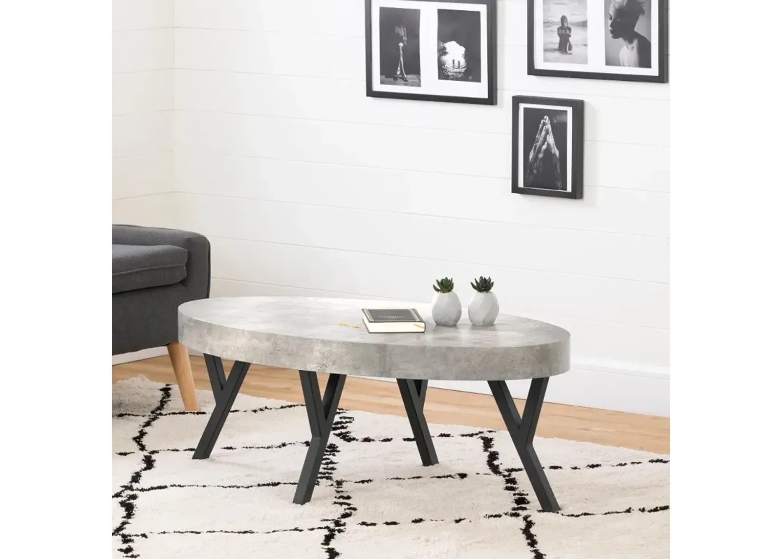 City Life Concrete and Black Coffee Table - South Shore