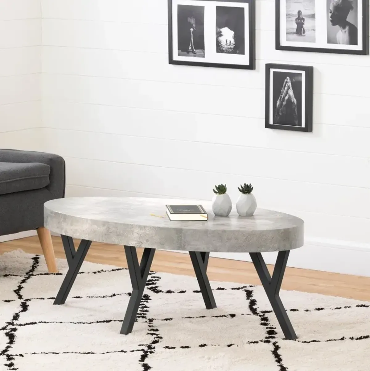 City Life Concrete and Black Coffee Table - South Shore