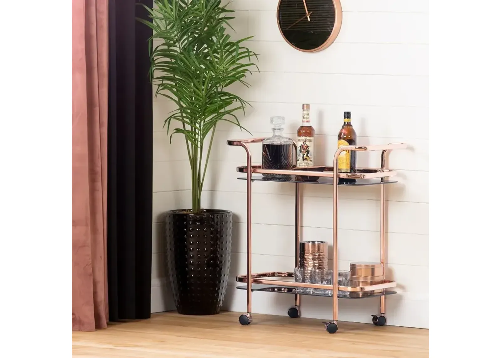 Maliza Rose Gold Bar Cart - South Shore