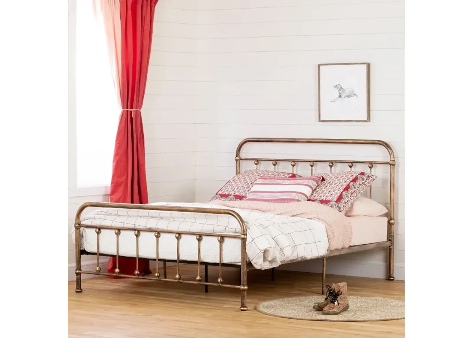 Prairie Bronze Queen Metal Platform Bed - South Shore