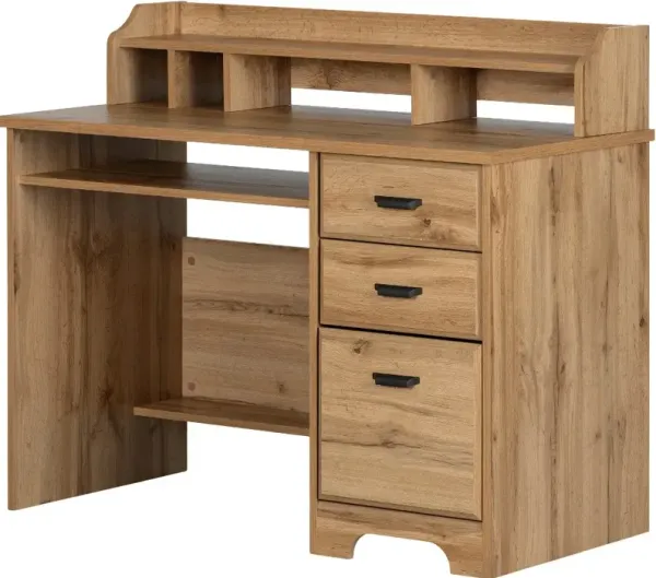 Versa Light Brown Oak Desk with Hutch - South Shore