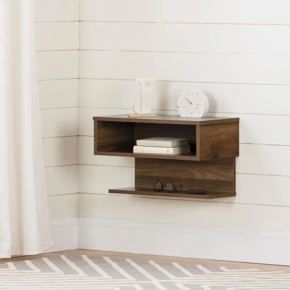 Walnut Floating Nightstand- Sazena