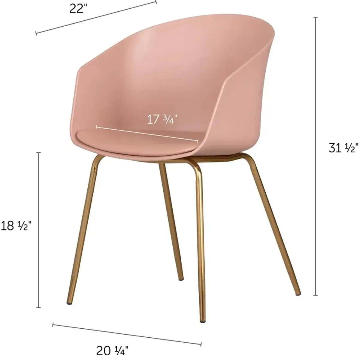 Flam Pink Chair with Gold Metal Legs