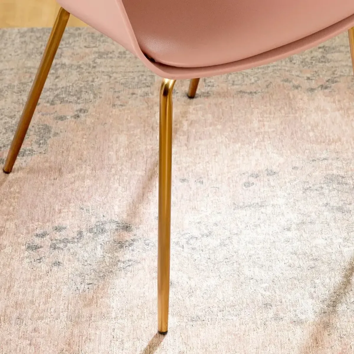 Flam Pink Chair with Gold Metal Legs