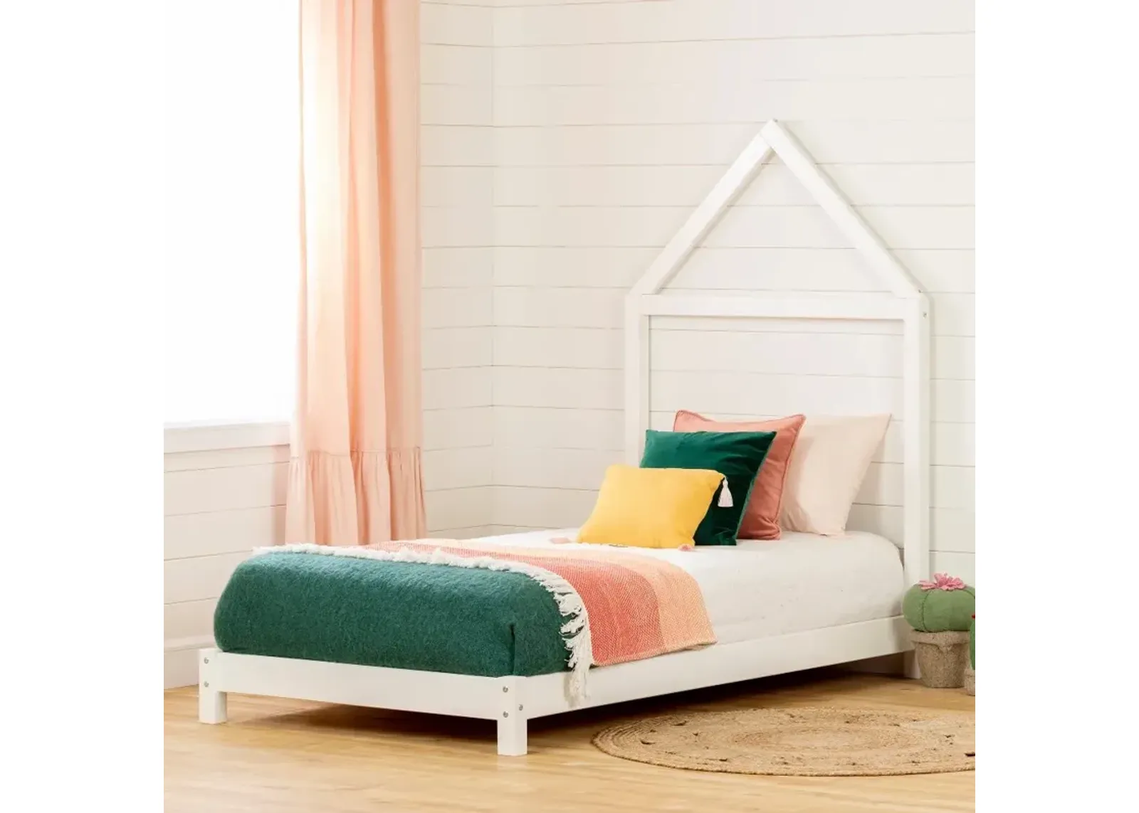 Sweedi White Twin Bed with House Headboard - South Shore