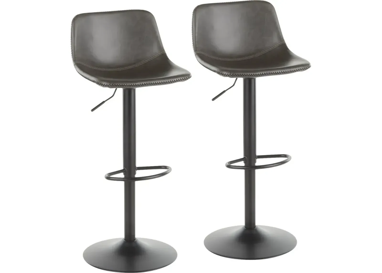 Industrial Gray Metal Adjustable Height Swivel Bar Stool (Set of...