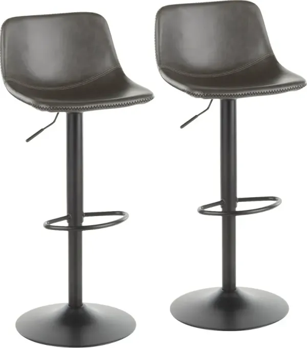 Industrial Gray Metal Adjustable Height Swivel Bar Stool (Set of 2) - Duke