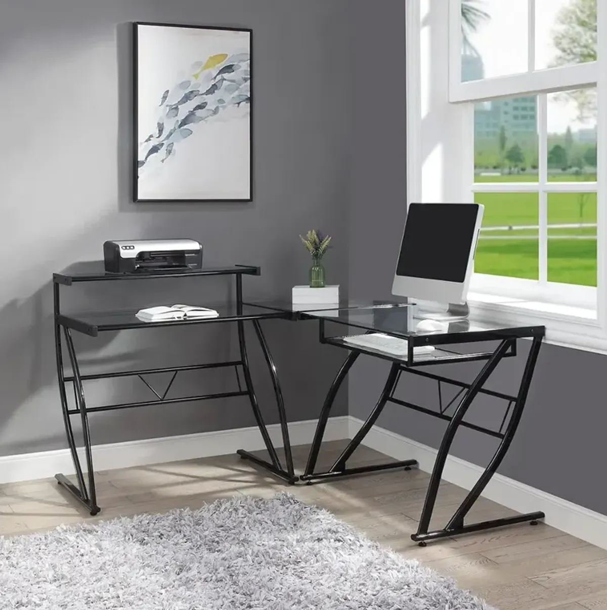 Constellation Black Metal L-Shape Desk