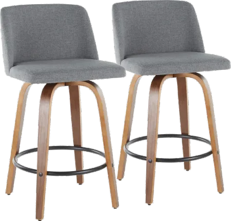 Mid Century Modern Brown and Gray Counter Height Stool (Set of 2)...